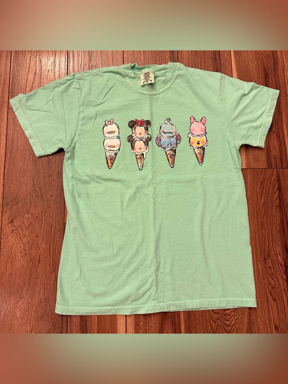Comfort Colors Mint Green Short Sleeve Ice Cream Character Tee
